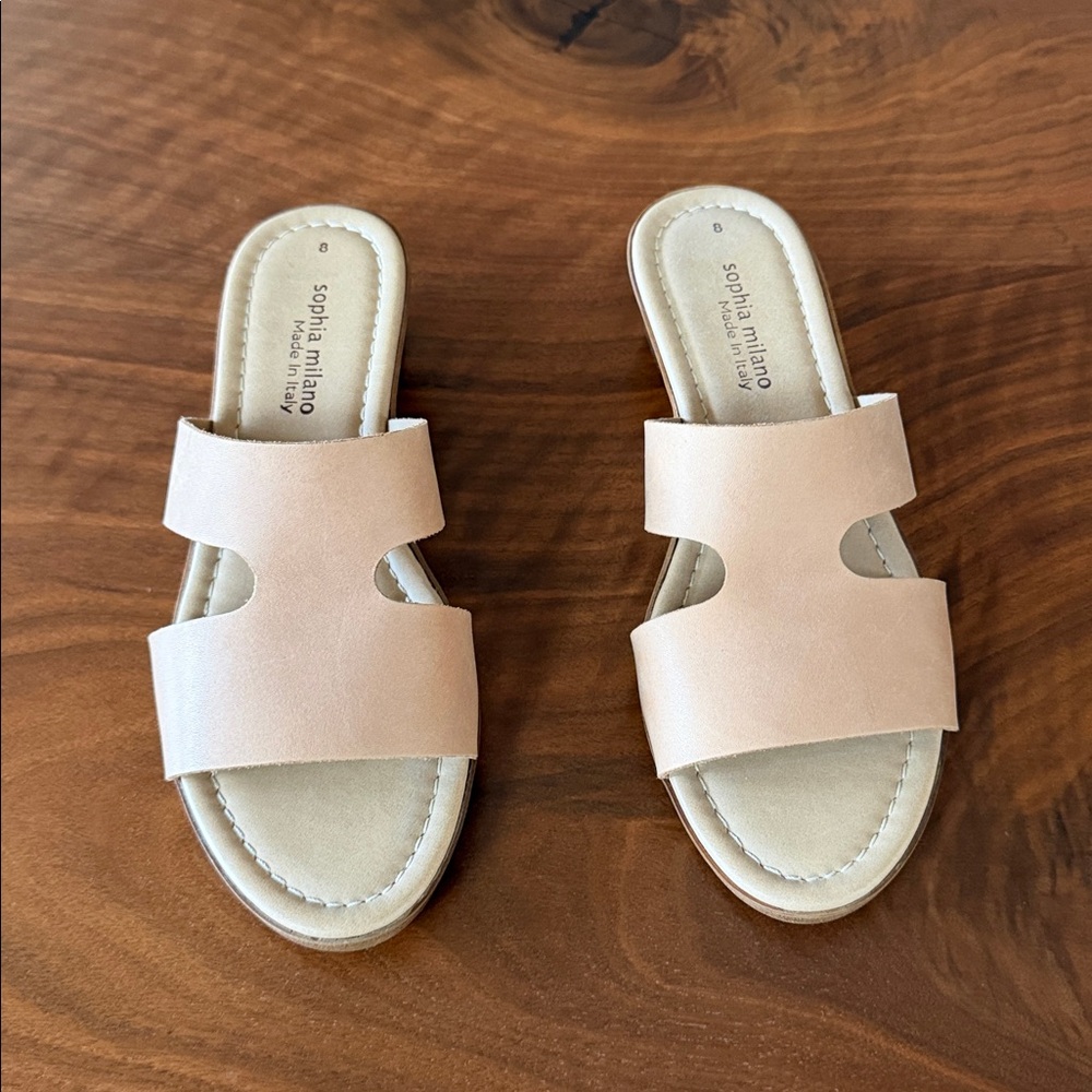 Sophia Milano Nude Slide Sandals size 8 - Picture 2 of 12